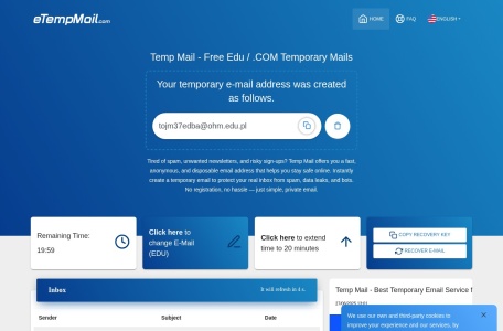 「eTempMail」临时 edu 教育邮箱分享